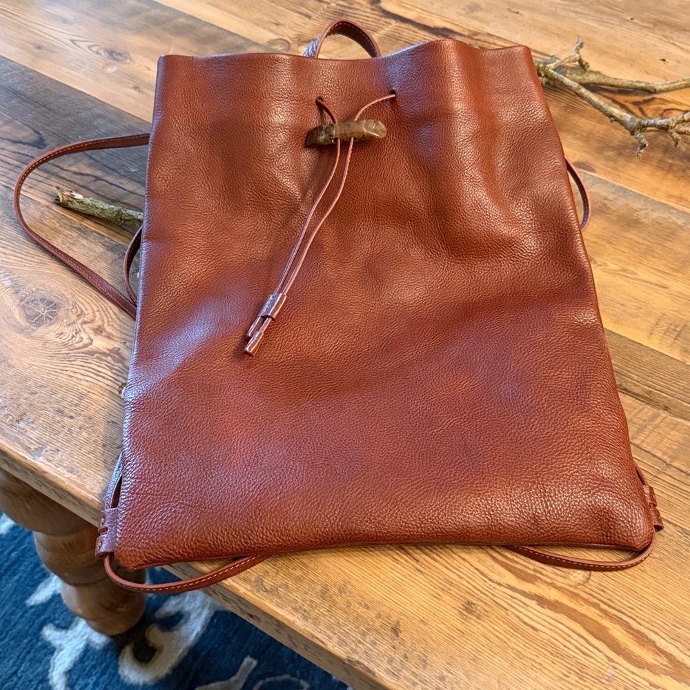 Lucky Brown Leather Drawstring Backpack - Picture 5 of 6